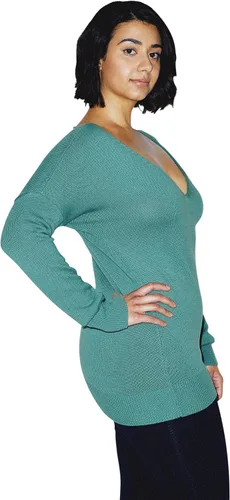 Vista 4 de American Apparel Suéter básico de punto de manga larga en V para mujer