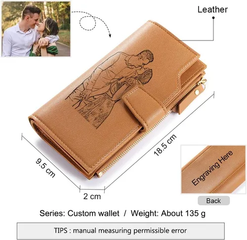 Vista 16 de Loveje - Billeteras personalizadas para mujer, de piel sintética, con grabadas fotográficas, triple pliegue, tarjeta de crédito, cartera larga