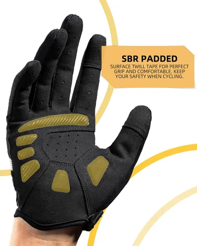 Vista 2 de ROCKBROS Guantes de bicicleta de montaña para hombre, antideslizantes, transpirables, guantes de ciclismo de dedo completo para deportes al aire