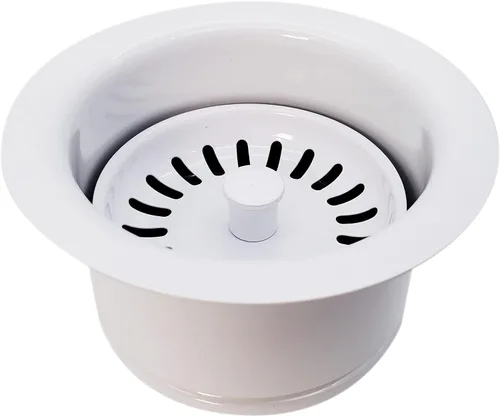 Vista 4 de Westbrass D2082S-50 3-1/2" Cuello Extra-Profundo Fregadero de Cocina Eliminación de Residuos Brida y Tapón Colador, Revestimiento en Polvo Blanco