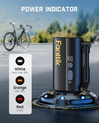 Vista 7 de Fanttik X9 Ace Mini Electric Bike Pump, 150PSI, 32s Inflate, Auto Stop