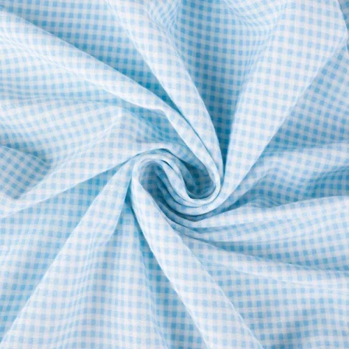 Vista 2 de SheetWorld - Sábana bajera ajustable 100% algodón para moisés de 15 x 33 pulgadas, color azul guingham, fabricada en Estados Unidos Jersey de punto