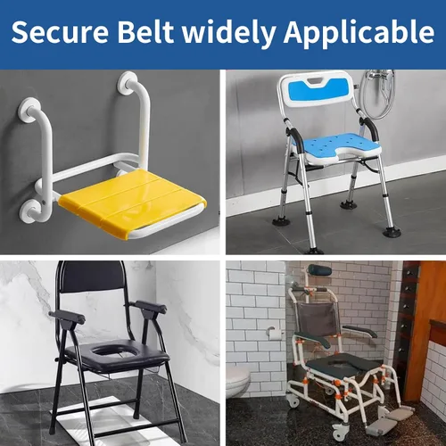 Vista 4 de Cinturón de seguridad para silla de ducha, correa de seguridad antideslizante para ancianos y pacientes, cinturón de seguridad universal para silla