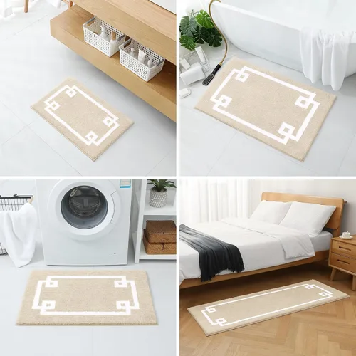 Vista 7 de HOMEIDEAS Alfombra de baño, suave y absorbente de agua, alfombra de microfibra de felpa esponjosa antideslizante para bañera y ducha