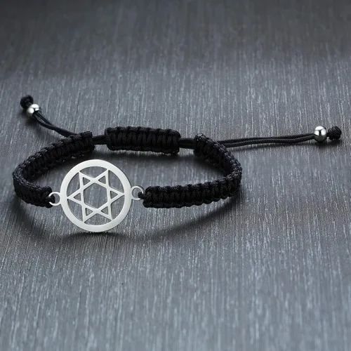 Vista 3 de MEALGUET 1-5 pulseras de acero inoxidable con dije de estrella de David trenzadas, joyería judía, regalo religioso para hombres y mujeres, Metal