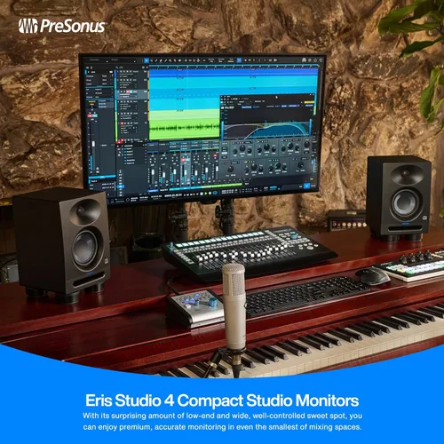 Vista 5 de PreSonus Eris Studio 4 Monitor de estudio activo de 2 vías de 4,5 pulgadas con guía de ondas EBM
