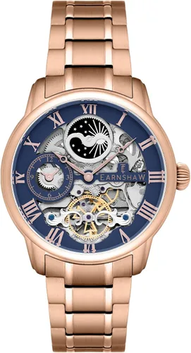 Vista 14 de Thomas Earnshaw Reloj automático de esqueleto de doble tiempo para hombre de 1.732 in con pulsera de acero inoxidable sólido ES-8006