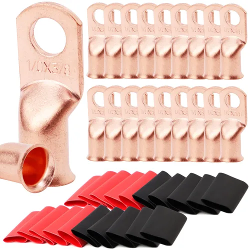 Vista 79 de TKDMR - Kit de 264 piezas de extremos de cable de batería, 132 piezas de terminales de anillo de lengüetas de cable de cobre resistentes AWG 8 6 4 2