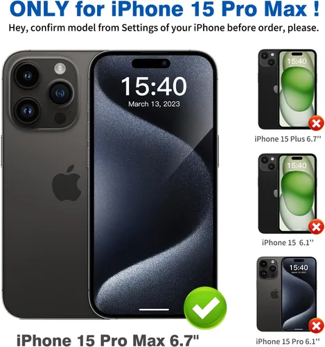Vista 7 de Jiunai Funda para iPhone 15 Pro Max de Servicio Pesado con Protección contra Caídas Sin Pantalla de Doble Capa Resistente a Golpes Deportiva