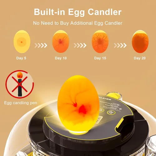 Vista 3 de IBKINXX Incubadora para incubar huevos: capacidad de 18 huevos, girador automático de huevos, control de temperatura y humedad, visualización