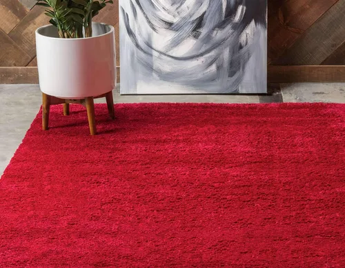 Vista 3 de Unique Loom Colección Solo - Alfombra de área Calabasas (3 pies 3 pulgadas x 5 pies 3 pulgadas, rectangular, rojo)
