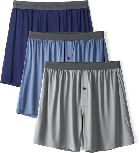 Vista 17 de DAVID ARCHY Calzoncillos tipo bóxer de rayón de bambú para hombre, transpirables, refrescantes, con cierre de botón, ropa interior de ajuste