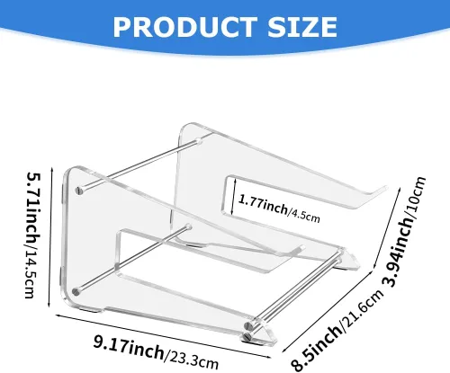 Vista 3 de Bibabala Soporte para laptop, soporte acrílico para computadora de escritorio, elevador ergonómico para computadora, soporte grueso transparente