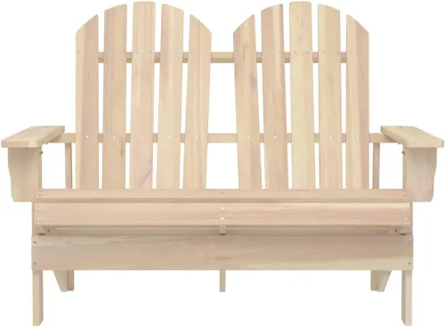 Vista 3 de 2-Seater Adirondack Garden Chair, Natural Solid Fir Wood, Ergonomic Outdoor Patio Seating, UV/Water-Resistant Lawn Furniture Lawn Chair