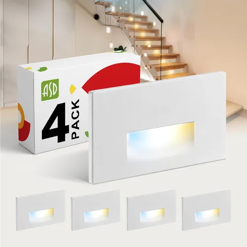 Vista 14 de ASD Lámpara LED Empotrada para Escalones, Iluminación de Peldaños para Escaleras de Exterior e Interior 3CCT, Regulable, Impermeable, Listado ETL