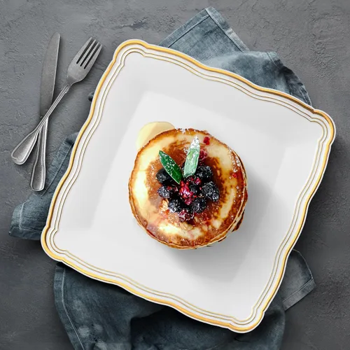 Vista 2 de Posh Setting - Bandejas de plástico blanco para servir, paquete de 6, bandejas de plástico pesado para servir fiestas de comida, platos y bandejas