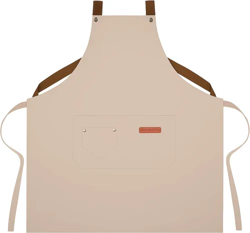 Vista 8 de KALIONE Delantales artísticos para mujeres y hombres, delantal de pintura con bolsillos grandes, delantales con correas traseras en H para artistas