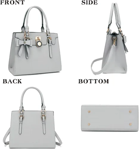 Vista 5 de Qiyuer - Bolsos y carteras para mujer, juego de damas con asa superior, bolso de hombro, bolso de trabajo con cartera de embrague a juego, 2 piezas