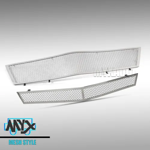 Vista 2 de Parrilla delantera compatible con Cadillac CTS 2008-2013 y 11-14 CTS Coupe, inserto de rejilla de malla de acero inoxidable cromado