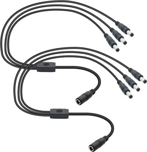 Vista 7 de Cable divisor de corriente continua 1 hembra a 2 macho, 1.5 ft/18 pulgadas DC 0.217 in x 0.083 in cable adaptador divisor Y, para vigilancia