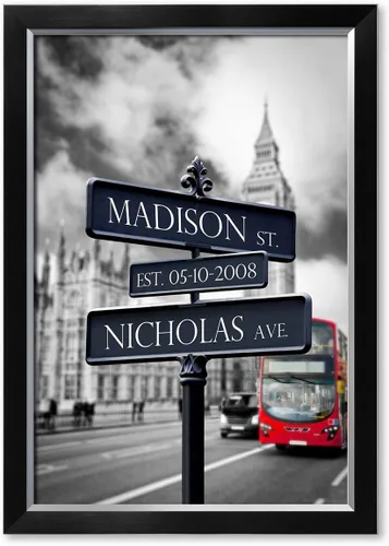 Vista 126 de IPIC - Personalized Framed Canvas with Custom Street Sign in Boston Personalized Street Signs with Names, Custom Canvas Print, Boston Sunset