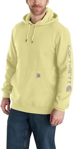 Vista 33 de Carhartt Sudadera de ajuste holgado para hombre con logotipo en la manga, de peso medio, gráfica, liquidación Terreno ámbar