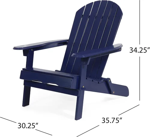 Vista 3 de Christopher Knight Home Hanlee Silla Adirondack plegable para exteriores, madera de acacia, azul marino