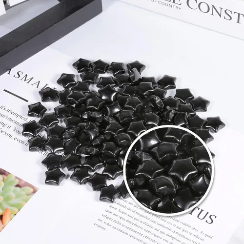 Vista 5 de Rockcloud Paquete de 10 piedras de bolsillo de cristal en forma de estrellas, piedras pulidas para la preocupación para la curación de reiki, yoga