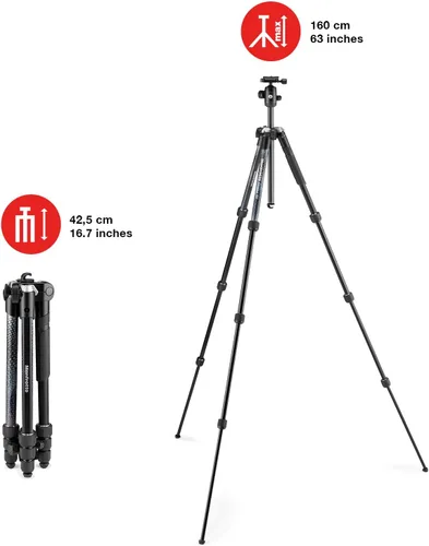 Vista 3 de Manfrotto Element MII MKELMII4BK-BH - Trípode de aluminio para cámara de viaje con adaptador de trípode de conexión rápida 323 RC2
