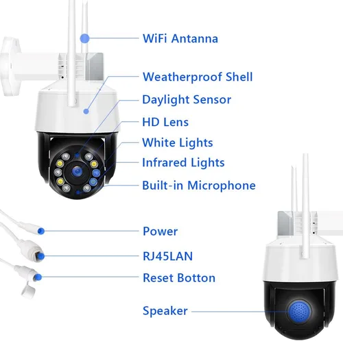 Vista 9 de EVERSECU Tuya Smart WiFi 5MP 20X Zoom óptico de seguimiento automático PTZ cámara de seguridad PTZ para exteriores, panorámica/inclinación/zoom