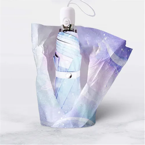 Vista 4 de Choedii Sombrilla de sol con protección UV compacta portátil automática para viajes para caminar mujeres impermeable plegable diseño de nebulosa 11