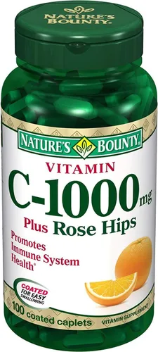 Vista 7 de Nature's Bounty Vitamina C + escaramujos, 1000 mg, apoyo inmunológico, cápsulas recubiertas, 100 unidades.