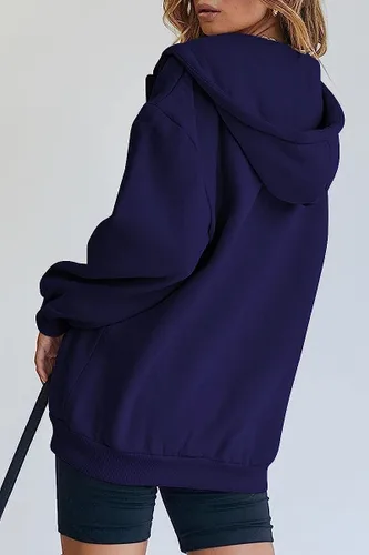 Vista 3 de Trendy Queen - Sudaderas con capucha Y2K con cremallera para mujer, de manga larga, para otoño, de gran tamaño, casual, con bolsillo