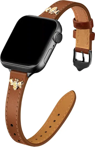 Vista 9 de JR.DM Correas de cuero delgadas compatibles con Apple Watch Band 1.496 in 1.575 in 1.614 in 1.654 in 1.732 in 1.772 in 1.811 in 1.929 in, correa