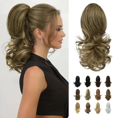 Vista 55 de SOFEIYAN Extensión de Cola de Caballo de 13" Larga y Rizada con Clip en Garra, Extensión de Cabello Sintético de Aspecto Natural para Mujeres