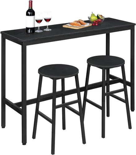 Vista 7 de MAHANCRIS Taburetes de bar, juego de 2 sillas de bar redondas con reposapiés, taburetes de bar de desayuno de cocina de 24.4 pulgadas, taburetes