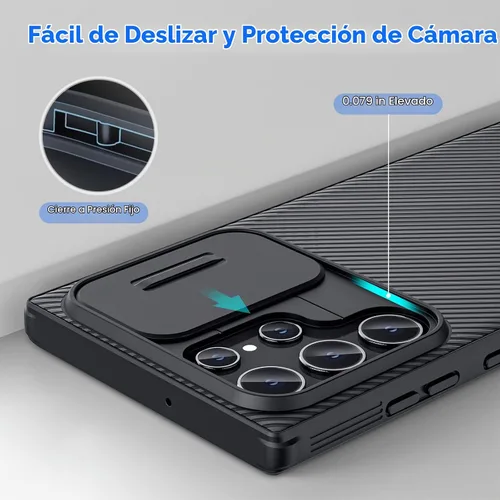 Vista 2 de CloudValley Funda para Samsung Galaxy S22 Ultra con cubierta de cámara deslizante, parte trasera de policarbonato duro y protección de cuerpo
