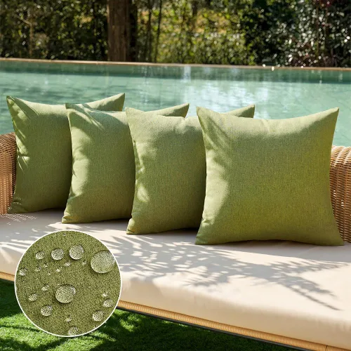 Vista 32 de MIULEE - Paquete de 4 fundas decorativas de cojín para exterior, de lino, impermeables, para jardín, patio, tienda de campaña, balcón, sofá, 16 x 16