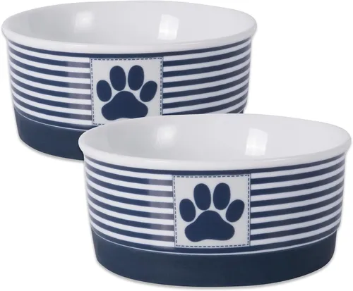 Vista 21 de Bone Dry Ceramic Stripe Paw - Cuencos para mascotas, aptos para lavavajillas, pequeños, 4.25 x 2, negro, 2
