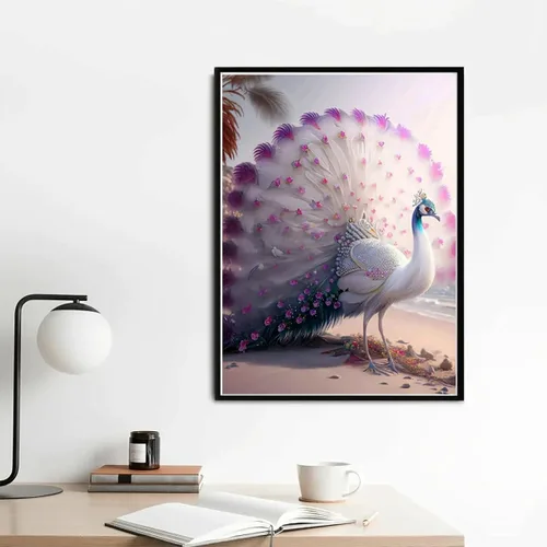 Vista 3 de YEEIFFD Kits de pintura de diamantes 5D de pavo real para adultos principiantes, pintura artística de diamantes de pavo real con diamantes, pintura