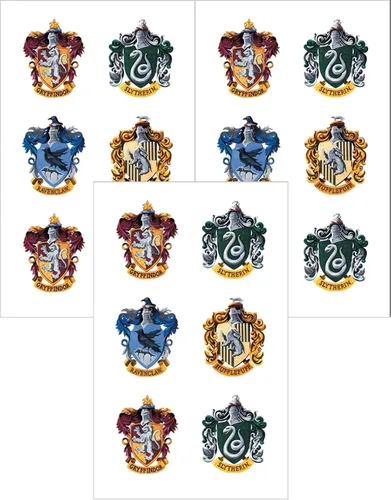 Vista 5 de Playhouse Harry Potter Mini Hogwarts House Crests, paquete de tres medias hojas de calcomanías perforadas, 3 paquetes