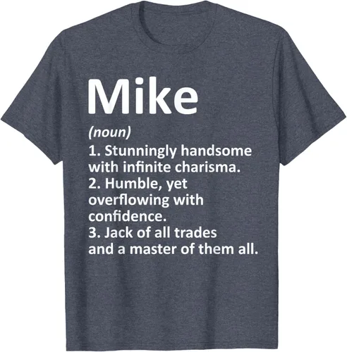 Vista 75 de MIKE Definition - Camiseta divertida para regalo de cumpleaños con nombre personalizado, Negro, S