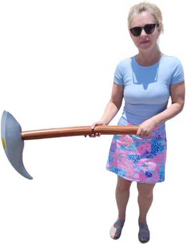 Vista 5 de Pick Axe Inflate (33") Madera y Color Plata. Juguete Inflable Herramienta para Niños. Recuerdo de Fiesta