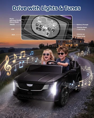 Vista 8 de Firstness Cadillac Escalade IQ Ride on Car de 2 plazas, color negro