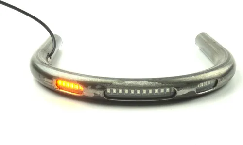 Vista 6 de Asiento Trasero Retro para Motocicleta Café Racer Marco Aro Brat Plano Bucle Tres Agujeros para Lámparas con Tira LED Señal de Giro Luz de Freno