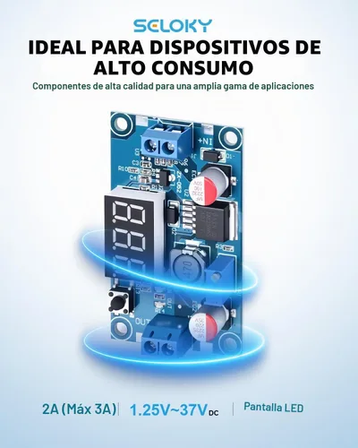 Vista 3 de LM2596 Módulo Convertidor de Potencia CC-CC Buck, Regulador de Voltaje Ajustable de 4-40V a 1.25-37V Convertidor Buck con Pantalla de Voltaje LED