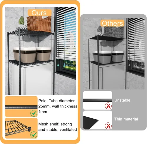 Vista 6 de Mini estante para nevera, mini refrigerador y soporte para microondas Altura ajustable, ruedas universales de 360°, ahorro de espacio