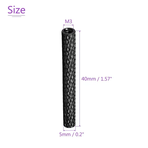 Vista 3 de DMiotech 2 Pack M3x40mm Aluminio Moleteado Espaciador Separador Columna Redonda para RC FPV Drone DIY Piezas Negro