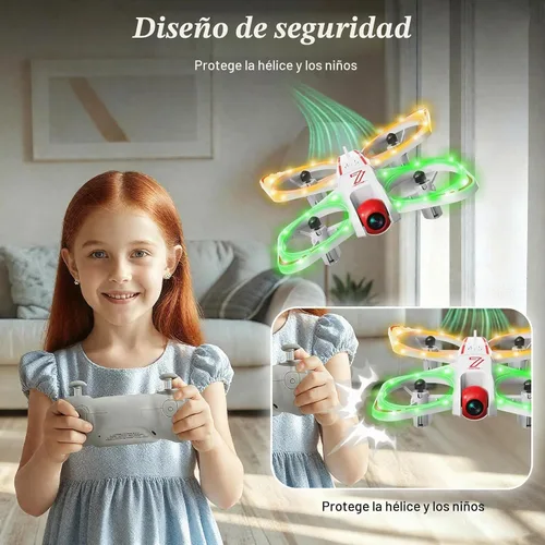 Vista 6 de A ALPHA Drone para niños con cámara 720P, juguete Quadcopter con luces LED