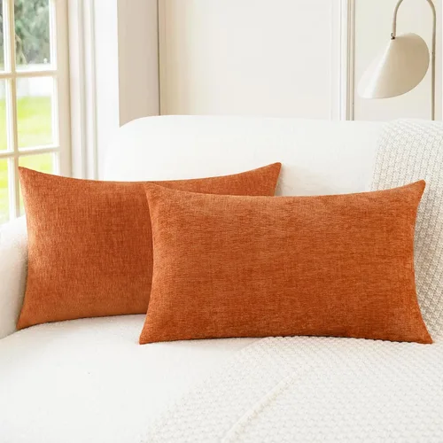 Vista 47 de CaliTime - Paquete de 2 fundas de almohada acogedoras para sofá, decoración del hogar, felpilla suave teñida sólida, 16 x 16 pulgadas, marrón Marrón